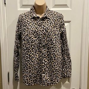 J CREW Leopard Print Button Top Medium